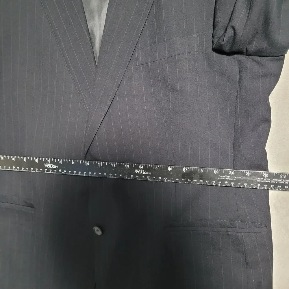 Brooks Brothers Suit Jacket Mens 44R Blue Pinstripe Wool 2 Button Brooksease USA - Picture 11 of 15